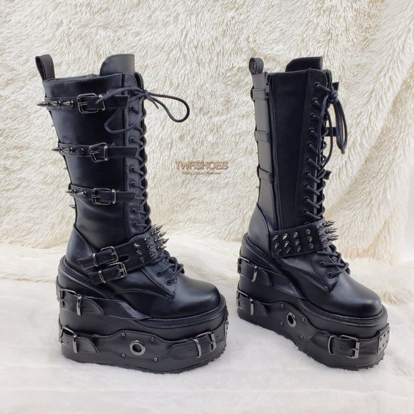 Demonia Shoes - Swing 327 Knee High Platform Goth Punk Rock Boots Swing RESTOCKED